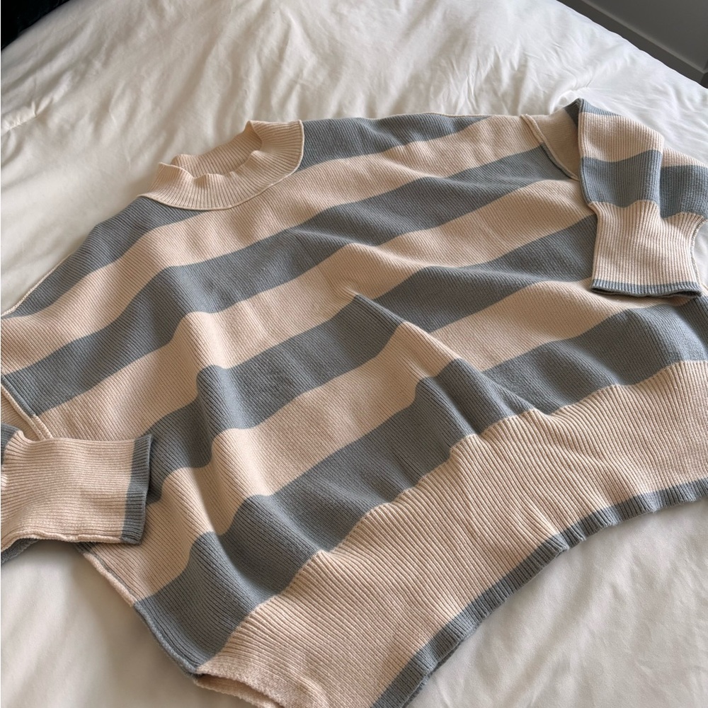 Altar'd State Striped Sweater in Gray and Cream